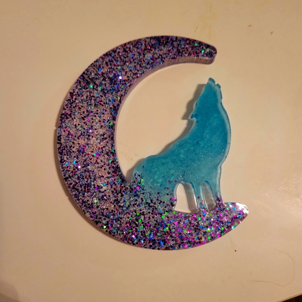 Handmade Wolf moon art